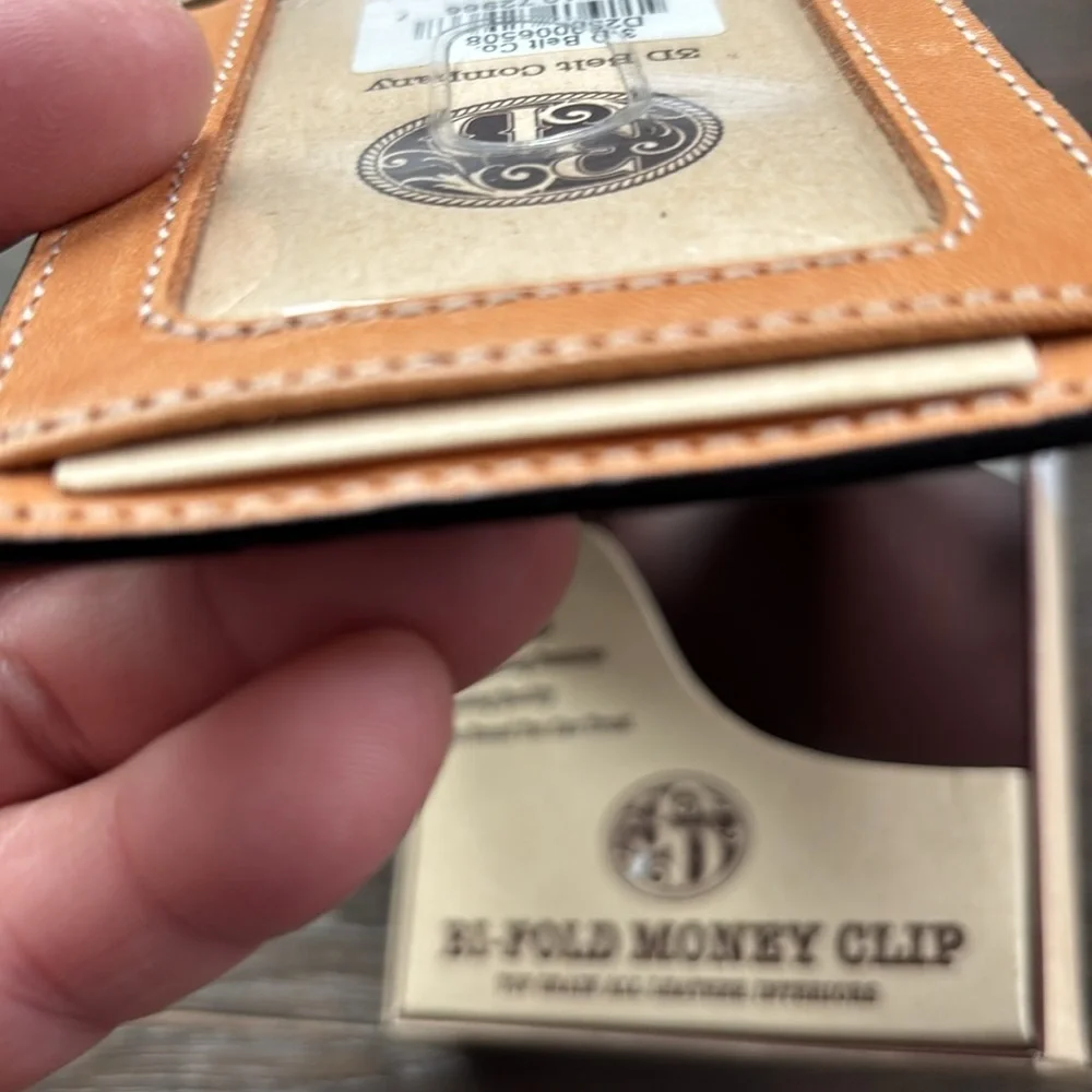 3D Belt Co. Top grain all leather interiors bifold money clip slim fit,western